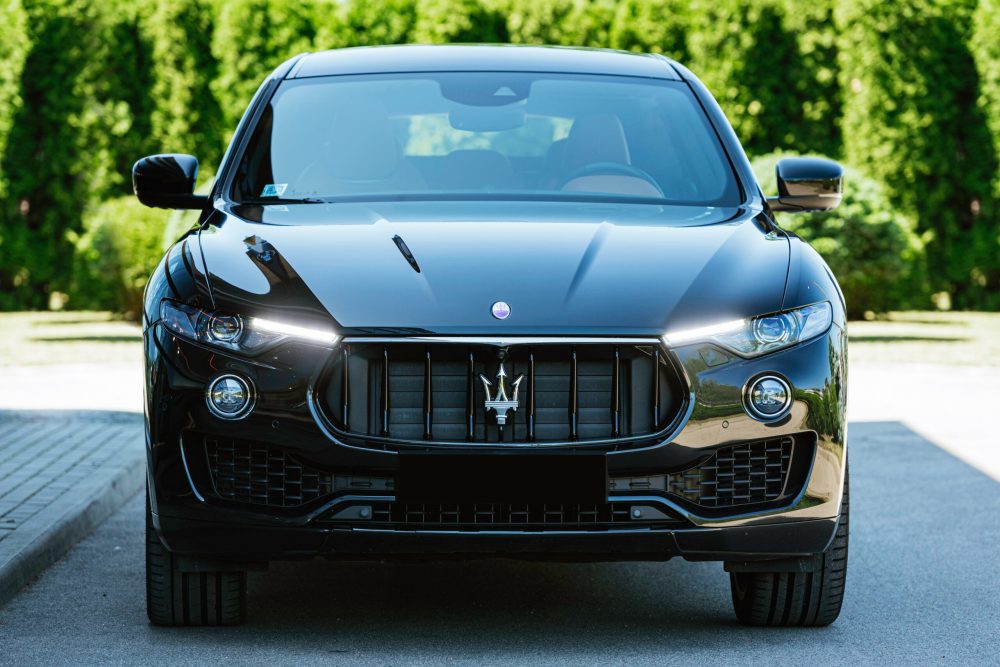 Riga,/,Latvia,-,June,06,2019:,Black,Maserati,Levante